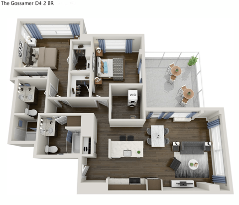 1207 square foot 2 bedroom penthouse